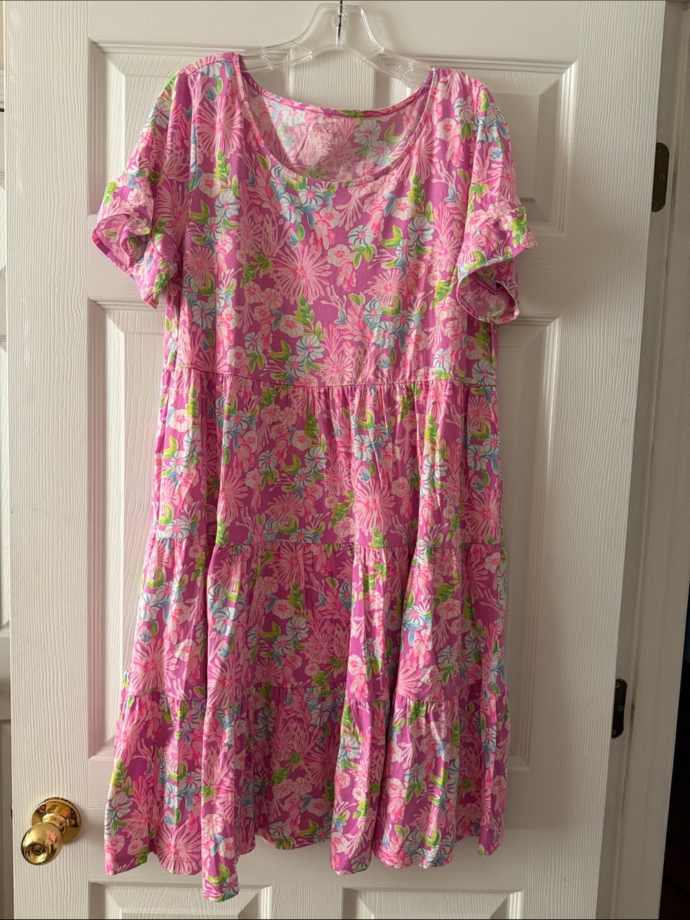 Lilly Pulitzer Pink Floral Tiered Mini Dress